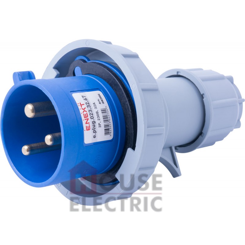 Силовая вилка переносная E.NEXT e.plug.023.32.67, 3P., 230В, 32А, IP67