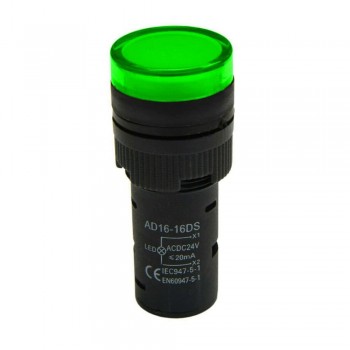 Арматура светосигнальная TAKEL AD16-16DS Ø16мм 230v АC/DC, зеленый