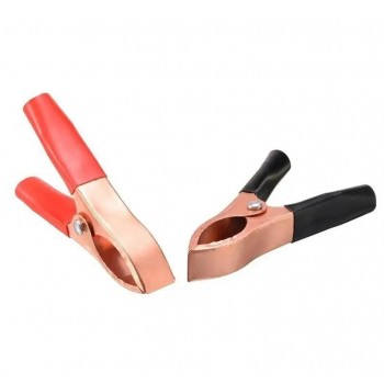 Зажим-крокодил для клемм 30А сталь с покрытием черный/красный (пара)