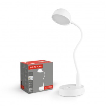 Лампа настольная с аккумулятором Led Titanum TLTF-012W 7W 3000-6000K USB белая