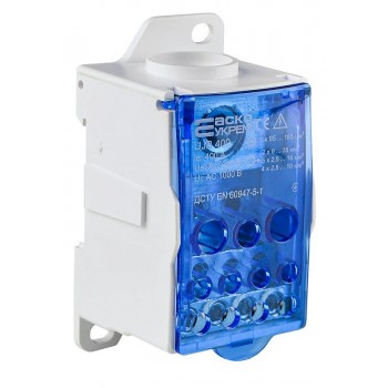 Блок распределительный на DIN-рейку Аско-Укрем UJB-400 (1х95-185мм²  2х6-35; 5x2.5-16; 4х2.5-10мм²)