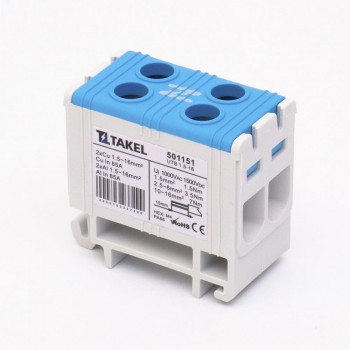 Клемма силовая вводная двойная Takel UTB 1,5-16, синяя