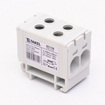 Клемма силовая вводная двойная Takel UTB 2,5-35, серая
