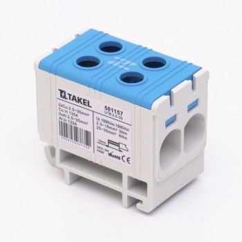 Клемма силовая вводная двойная Takel UTB 2,5-35, синяя