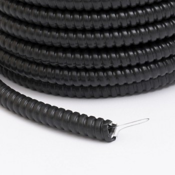 Металорукав РЗЦ-П оцинкованный изолированный черный с протяжкой «Тех Маш-Сервис», d11 (25м)