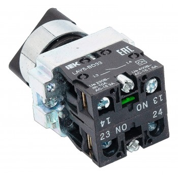 Переключатель IEK LAY5-BD33 на 3 фиксированных положения "1-0-2" стандартная рукоятка, 2NO