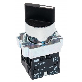 Переключатель IEK LAY5-BD33 на 3 фиксированных положения "1-0-2" стандартная рукоятка, 2NO