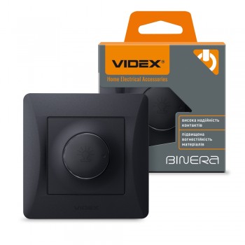 Светорегулятор (диммер) 600 Вт VIDEX BINERA черный графит