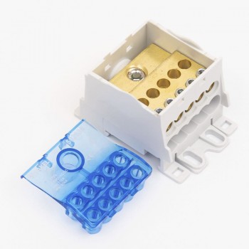 Блок распределительный на DIN-рейку Takel (вход 1х16-70мм² выход 10х2.5-16мм²) 175А