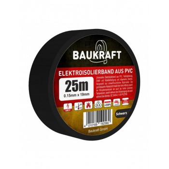 Изолента ПВХ Baukraft Germany 0.15мм*19мм*25м черная