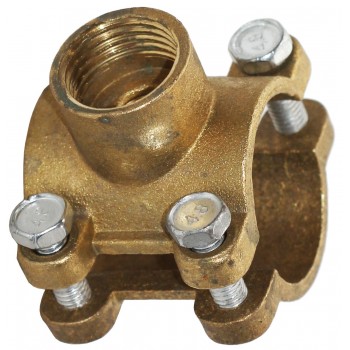 Врезка муфтовая латунная на трубу 1/2" с выходом 1/2"