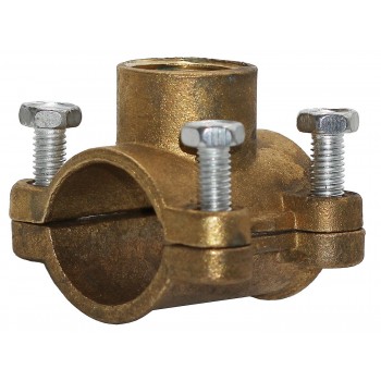 Врезка муфтовая латунная на трубу 3/4" с выходом 1/2"