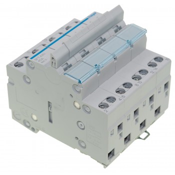 Переключатель ввода резерва перекидной I-0-II Hager SFT440 с общим выходом сверху, 4-полюсный 40А