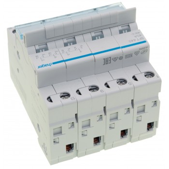 Переключатель ввода резерва перекидной I-0-II Hager SFT440 с общим выходом сверху, 4-полюсный 40А