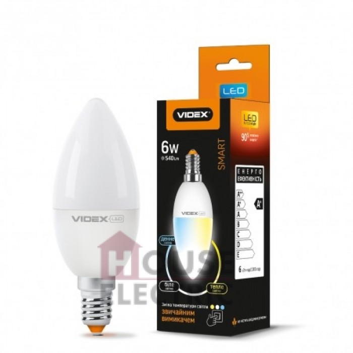 Лампа LED VIDEX с регулировкой цветности C37eC3 6W E14 220V 24552