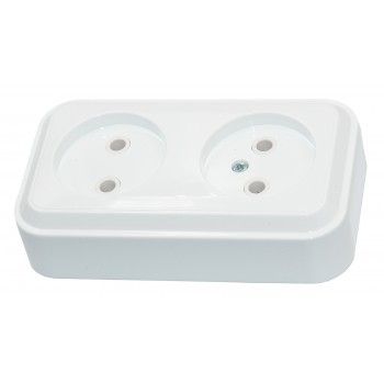 Розетка накладная двойная без заземления GISelt Premiera белая