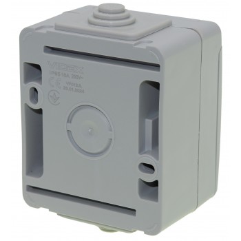 Розетка накладная с заземлением со шторками и с крышкой Videx Binera IP65 серый