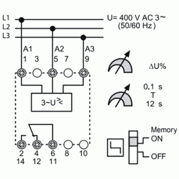 Реле контроля напряжения Finder F1021 3-фазное 1c 10A 250В