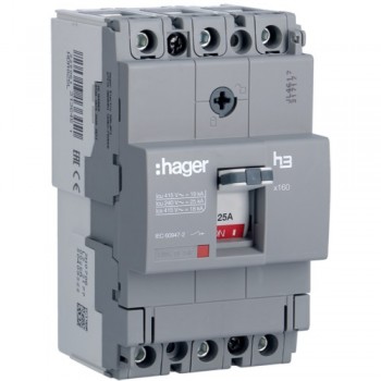 Силовой автоматический выключатель Hager x160, 3P, 18kA 25A