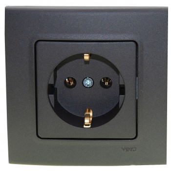 Розетка одинарная с заземлением Viko Linnera черная ночь
