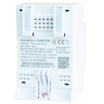 Реле напряжения однофазное ZUBR D25
