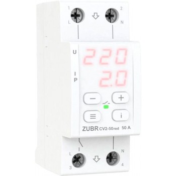 Реле напряжения с контролем тока Zubr CV2-50 red