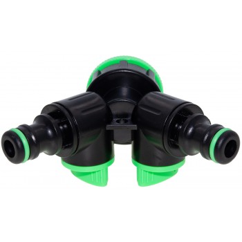 Адаптер-тройник с двумя запорными кранами, и 1" внутренней резьбой с редуктором 1"*3/4" черный
