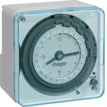 Таймер аналоговый суточный 6-24В AC/DC, 1 перем.контакт, без резерва хода Hager