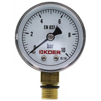 Манометр радиальный KOER KM.502R D50мм 0-10 bar 1/4''