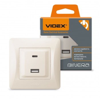 Розетка USB-A + USB-C PD20W Videx Binera VF-BNCHRUC20-CR крем