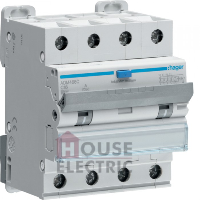 Дифференциальный автомат Hager 4P 6kA C-16A 30mA A