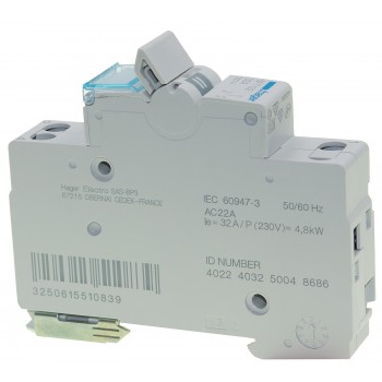 Переключатель ввода резерва перекидной I-0-II Hager SFT132 с общим выходом сверху, 1-полюсный 32А