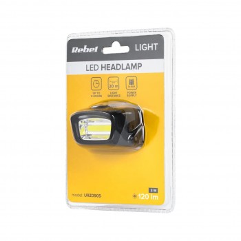 Фонарик налобный Rebel URZ0905 (120лм 3 режима, под AAA батарейки)