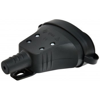 Розетка кабельная двойная с заглушками ETI ERS-2C 2x2P+PE, Schuko, IP44, 16А, каучук, черная