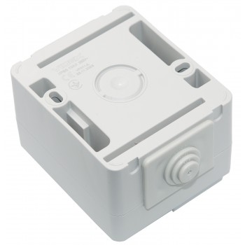 Выключатель двухклавишный накладной Videx Binera VF-BNW12-G IP65 влагозащищенный серый