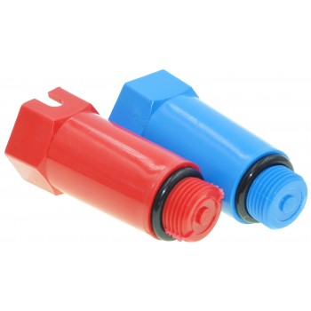 Заглушка длинная пластиковая KOER 1/2 НР (красный, синий)
