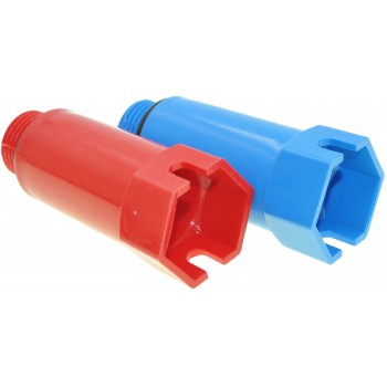 Заглушка длинная пластиковая KOER 1/2 НР (красный, синий)