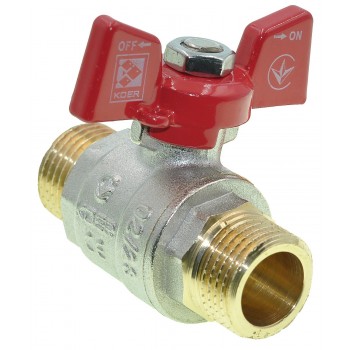 Кран шаровый прямой KOER KR.219 PN40 1/2" нар-нар. красная бабочка