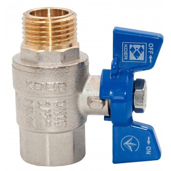 Кран шаровый прямой Koer KR.218.B PN40 1/2" вн-нар. синяя бабочка
