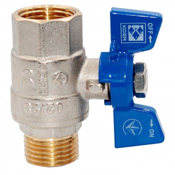 Кран шаровый прямой Koer KR.218.B PN40 1/2" вн-нар. синяя бабочка