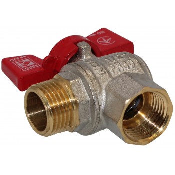 Кран шаровый угловой KOER KR.208 PN40 1/2" вн-нар. красная бабочка