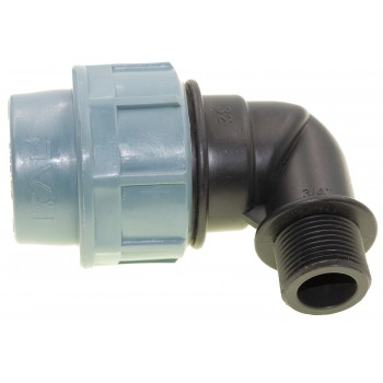 Колено зажимное 90° ITAL для ПЭ труб КНР d32мм с наружной резьбой 3/4"