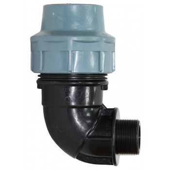 Колено зажимное 90° ITAL для ПЭ труб КНР d63мм с наружной резьбой 1 1/2"