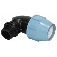 Колено зажимное 90° ITAL для ПЭ труб КНР d63мм с наружной резьбой 2"