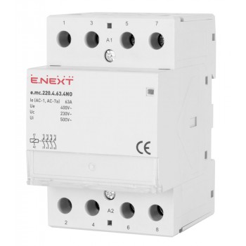 Модульный контактор E.NEXT e.mc.220.4.63.4NO, 4р, 63А, 220В