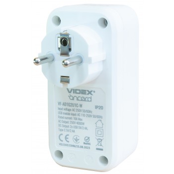 Сетевой адаптер VIDEX ONCORD с/з 1п 2.4A 2USB+USB-C White VF-AD1G2U1C-W белый