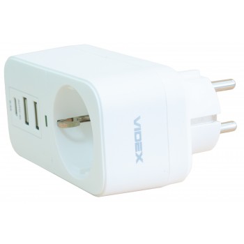 Сетевой адаптер VIDEX ONCORD с/з 1п 2.4A 2USB+USB-C White VF-AD1G2U1C-W белый