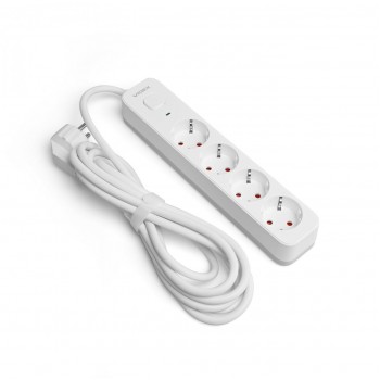 Сетевой удлинитель VIDEX ONCORD с/з 4п 3м (3x1.5мм) с кнопкой White VF-PD43G-W