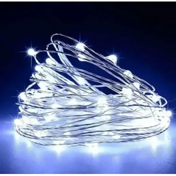 Гирлянда новогодняя на батарейках+USB Copper Battery lamp (Капля росы) 10м. 100led белая