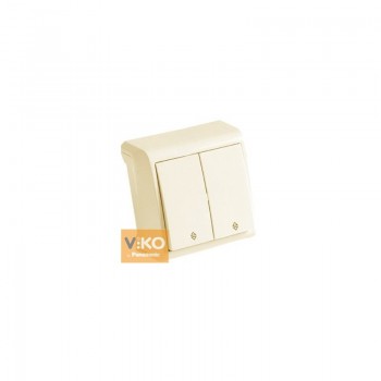 Выключатель накладной двухклавишный проходной VIKO Vera кремовый